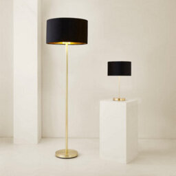 Valuelights Charles Gold Floor Lamp With Black Velvet & Metallic Shade And Bulb - thumbnail 7