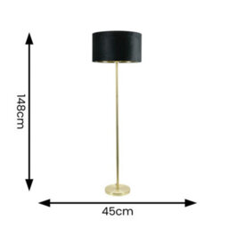 Valuelights Charles Gold Floor Lamp With Black Velvet & Metallic Shade And Bulb - thumbnail 8