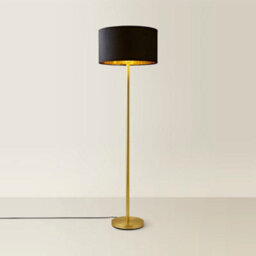 Valuelights Charles Gold Floor Lamp With Black Velvet & Metallic Shade And Bulb - thumbnail 4
