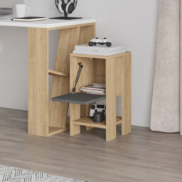 Decortie Ema 30Cm Compact Bedside Cabinet, Drop-Down Door Storage, Anthracite Grey - thumbnail 7