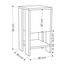 Decortie Ema 30Cm Compact Bedside Cabinet, Drop-Down Door Storage, Anthracite Grey - thumbnail 3