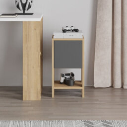 Decortie Ema 30Cm Compact Bedside Cabinet, Drop-Down Door Storage, Anthracite Grey - thumbnail 6