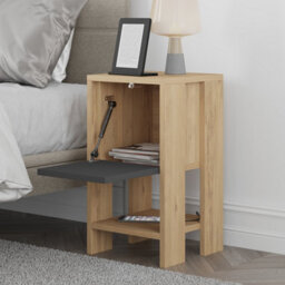 Decortie Ema 30Cm Compact Bedside Cabinet, Drop-Down Door Storage, Anthracite Grey - thumbnail 5