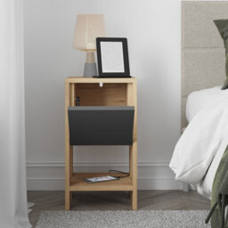 Decortie Ema 30Cm Compact Bedside Cabinet, Drop-Down Door Storage, Anthracite Grey - thumbnail 8