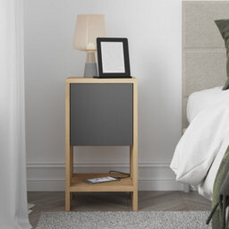 Decortie Ema 30Cm Compact Bedside Cabinet, Drop-Down Door Storage, Anthracite Grey - thumbnail 9