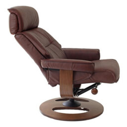 Morris Living The Newton Swivel Recliner Chair & Matching Footstool - Chestnut Leather - thumbnail 7
