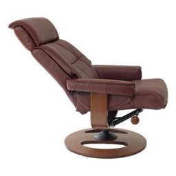 Morris Living The Newton Swivel Recliner Chair & Matching Footstool - Chestnut Leather - thumbnail 6