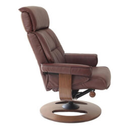 Morris Living The Newton Swivel Recliner Chair & Matching Footstool - Chestnut Leather - thumbnail 5
