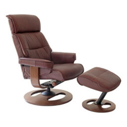 Morris Living The Newton Swivel Recliner Chair & Matching Footstool - Chestnut Leather