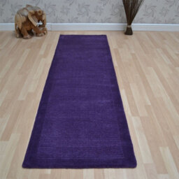 Purple Simple And Stylish Wool Handmade Modern Plain Rug For Living Room And Bedroom-68 X 240Cm (Runner) - thumbnail 2