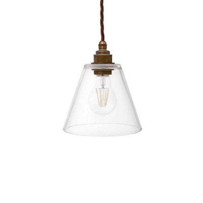 Rosetti Clear Glass Pendant Light - Old English Brass - Se Home