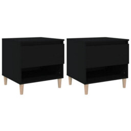 Berkfield Bedside Tables 2 Pcs Black 50X46X50 Engineered Wood - thumbnail 2