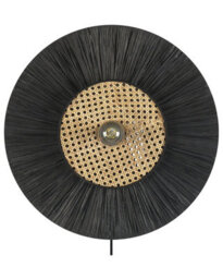 Beliani Wall Lamp Black Textured Paper Shade Japandi Accent Light, Round 50 X 12 Cm - thumbnail 3