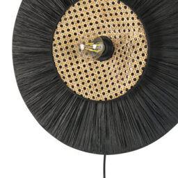 Beliani Wall Lamp Black Textured Paper Shade Japandi Accent Light, Round 50 X 12 Cm - thumbnail 4