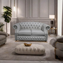 Chesterfield 2 Seater Shelly Seely Leather Sofa Bespoke In Buckingham Style - thumbnail 2