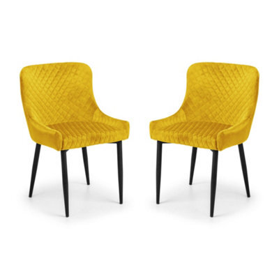 Oakham Cromwell Premium Mustard Velvet Dining Chairs - Set Of 2 - image 1