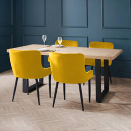 Oakham Cromwell Premium Mustard Velvet Dining Chairs - Set Of 2 - thumbnail 6