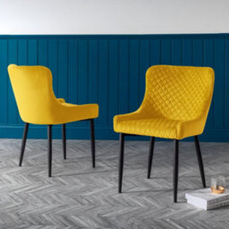 Oakham Cromwell Premium Mustard Velvet Dining Chairs - Set Of 2 - thumbnail 4