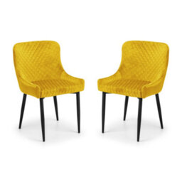 Oakham Cromwell Premium Mustard Velvet Dining Chairs - Set Of 2 - thumbnail 1