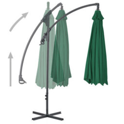 Berkfield Cantilever Umbrella With Steel Pole 300 Cm Green - thumbnail 3
