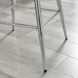 Furniturebox Uk 2X Counter Stools - Corona Grey Faux Leather Dining Chair Silver Metal Legs - Minimalist Industrial Scandi Style - thumbnail 5