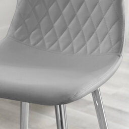 Furniturebox Uk 2X Counter Stools - Corona Grey Faux Leather Dining Chair Silver Metal Legs - Minimalist Industrial Scandi Style - thumbnail 3