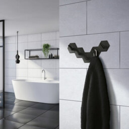 Beslagsboden - Single Hook, Hexagon, Self-Adhesive, Black - thumbnail 2
