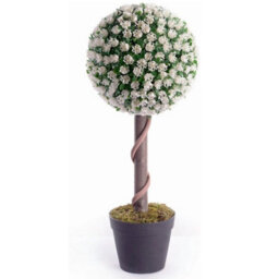 Best Artificial 2Ft / 60Cm White Rose Ball Tree Plant Garden Office Conservatory Tropical Indoor Outdoor - thumbnail 1