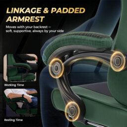 Luckracer Fabric Gaming Chair With Footrest Ergonomic Computer Chair Home Office High Back Heavy Duty Pc Chairs, Green - thumbnail 5