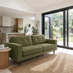 Furniturebox Uk Jasper Green Linen-Look Fabric 3 Seater Sofa - thumbnail 3