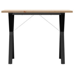 Berkfield Dining Table Y-Frame 100X50X75.5 Cm Solid Wood Pine And Steel - thumbnail 4