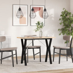 Berkfield Dining Table Y-Frame 100X50X75.5 Cm Solid Wood Pine And Steel - thumbnail 3