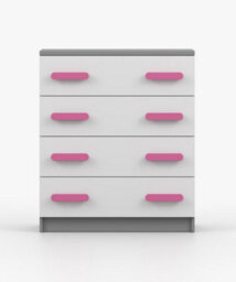 Arte Stylish White And Grey Chest Of Drawers H930mm W800mm D400mm - Pink Handles For Playful Kids' Rooms - thumbnail 2