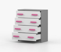 Arte Stylish White And Grey Chest Of Drawers H930mm W800mm D400mm - Pink Handles For Playful Kids' Rooms - thumbnail 3