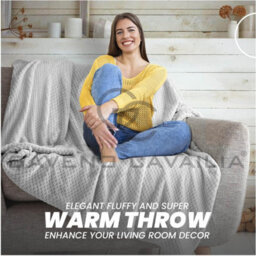 Gc Gaveno Cavailia Fluffy Pop Throw 130X150Cm Silver Honeycomb Pattern Soft Thermal Blanket,sofa Bedspread - thumbnail 6