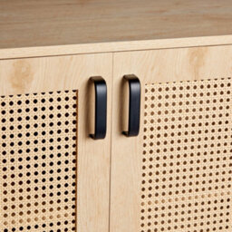 Vonhaus Wide Sideboard For Living Room, Rattan Effect Hallway Cabinet With 6 Storage Shelves, Scandi Look Storage Cabinet, Lena - thumbnail 8
