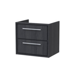 Hudson Reed Lille 600mm Wall Hung 2 Drawer Unit (455 Deep)-Graphite Grey Woodgrain - thumbnail 1