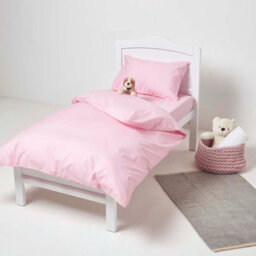 Homescapes Pink Cotton Cot Bed Fitted Sheets 200 Thread Count, 2 Pack - thumbnail 2