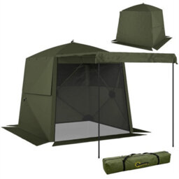 Pop Up Gazebo Waterproof With Awning 2 X 2 M Army