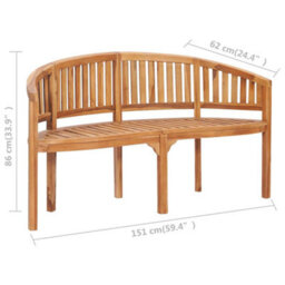 Vidaxl Banana Bench 151 Cm Solid Teak Wood - thumbnail 3