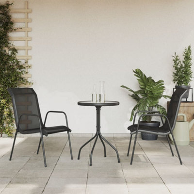 Berkfield 3 Piece Garden Dining Set Black Steel - image 1
