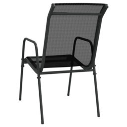 Berkfield 3 Piece Garden Dining Set Black Steel - thumbnail 7