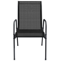 Berkfield 3 Piece Garden Dining Set Black Steel - thumbnail 4