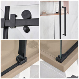 Homestylestore Black Reversible Corner Frameless Sliding Door Shower Enclosure With Sand Effect Tray 1400 X 900mm - thumbnail 3