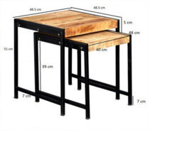 Kingwood Upcycled Industrial Metal And Wood Nest Of 2 Tables - thumbnail 5