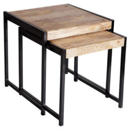 Kingwood Upcycled Industrial Metal And Wood Nest Of 2 Tables - thumbnail 8