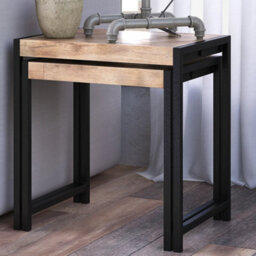 Kingwood Upcycled Industrial Metal And Wood Nest Of 2 Tables - thumbnail 6