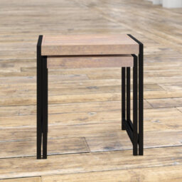 Kingwood Upcycled Industrial Metal And Wood Nest Of 2 Tables - thumbnail 7