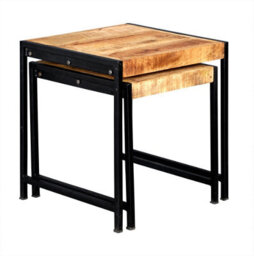 Kingwood Upcycled Industrial Metal And Wood Nest Of 2 Tables - thumbnail 3