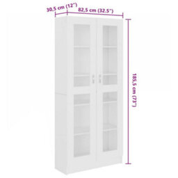 Vidaxl Vitrine Cabinet White 82.5X30.5X185.5 Cm Engineered Wood Vitrine Cabinets - thumbnail 3